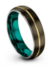 Matte Gunmetal 18K Yellow Gold Guy Wedding Ring Gunmetal Tungsten Carbide Bands - Charming Jewelers