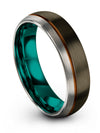 Gunmetal Copper Line Anniversary Ring Tungsten Bands for Boyfriend Solid - Charming Jewelers
