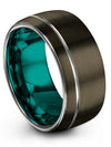 Lady Promise Rings Unique Gunmetal and Grey Personalized Guys Bands Tungsten - Charming Jewelers