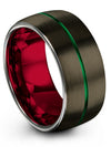Female Promise Band Unique Gunmetal and Green Dainty Wedding Rings Gunmetal - Charming Jewelers