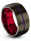 10mm Purple Line Tungsten Promise Band Gunmetal Mother&#39;s Day Band Present - Charming Jewelers