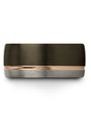 Gunmetal 18K Rose Gold Wedding Band for Her Tungsten Wedding Bands for Guy - Charming Jewelers
