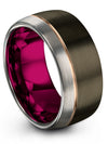 Gunmetal 18K Rose Gold Wedding Bands Tungsten Ring Husband and Girlfriend Set - Charming Jewelers