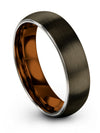 6mm Line Wedding Bands for Mens Gunmetal Tungsten Ring Brushed Gunmetal Midi - Charming Jewelers