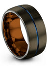 Simple Gunmetal Wedding Ring Tungsten Gunmetal and Blue