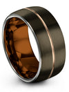 Gunmetal and 18K Rose Gold Wedding Ring Men&#39;s Wedding Rings Tungsten Gunmetal - Charming Jewelers