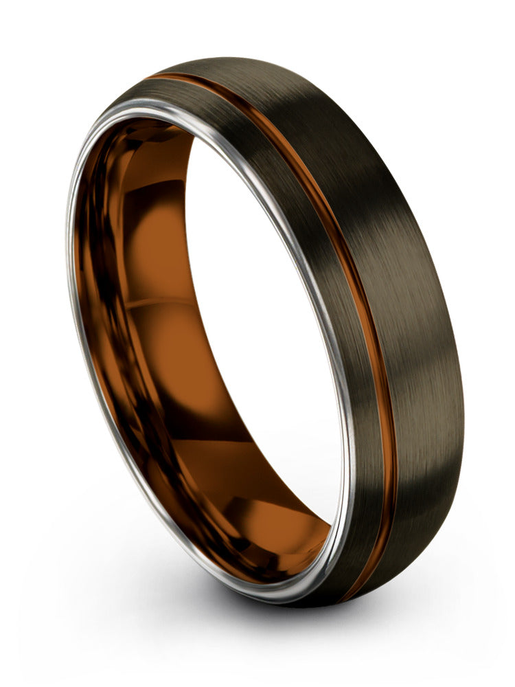 Female Brushed Gunmetal Wedding Ring Male Gunmetal Copper