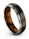 Gunmetal Matching Wedding Bands Engagement Rings Tungsten Woman 6mm Black Line - Charming Jewelers