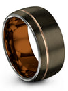 Female Promise Rings 10mm 18K Rose Gold Line Tungsten Bands for Ladies - Charming Jewelers