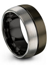 10mm Gunmetal Wedding Band for Mens 10mm Tungsten Rings Professor Matching - Charming Jewelers