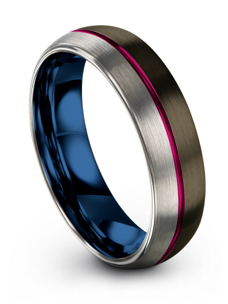 Wedding Band Set Dome Engravable Tungsten Bands for Men