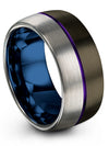 Men Carbide Wedding Bands Brushed Gunmetal Tungsten Ring Hippy Rings 10mm 15th - Charming Jewelers