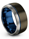 Male Wedding Rings Blue Line Cute Tungsten Band Men&#39;s Large Rings Customized - Charming Jewelers