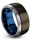 Engraved Gunmetal Wedding Band Tungsten Carbide Band Sets Gunmetal Purple 10mm - Charming Jewelers