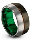 Engraved Gunmetal Wedding Band Tungsten Carbide Band Sets Gunmetal Copper 10mm - Charming Jewelers