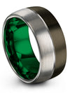 Gunmetal Lady Wedding Rings Engraved Guys Gunmetal Tungsten Ring Gunmetal Bands - Charming Jewelers