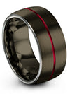Wedding Bands for His and Husband Gunmetal Tungsten Ring for Male Black Line - Charming Jewelers