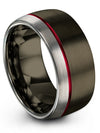 10mm Black Line Wedding Rings Men Wedding Bands Gunmetal Tungsten Carbide 10mm - Charming Jewelers