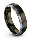 6mm Blue Line Wedding Bands 6mm Tungsten Carbide Engagement Womans Gunmetal - Charming Jewelers