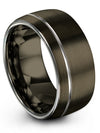 10mm Grey Line Men Wedding Ring Tungsten Gunmetal Grey