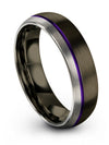 Purple Line Wedding Band Tungsten Carbide Ring for Ladies Gunmetal 6mm Promise - Charming Jewelers
