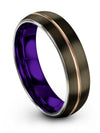 Tungsten Wedding Rings Gunmetal 18K Rose Gold 6mm Tungsten Wedding Rings Men - Charming Jewelers
