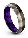 Groove Anniversary Ring Men&#39;s Tungsten Band Gunmetal 18K Rose Gold Dad Woman&#39;s - Charming Jewelers