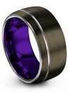 Woman Gunmetal and Grey Anniversary Ring 10mm Gunmetal Tungsten Rings Couple - Charming Jewelers