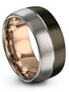 Plain Wedding Ring for Female Gunmetal Tungsten Band Brushed Groove Bands - Charming Jewelers