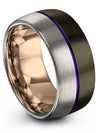 Mens Rings Wedding Rings Tungsten Carbide Band Her and Fiance Gunmetal Ring Set - Charming Jewelers