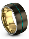 10mm Gunmetal Teal Promise Rings for Guy Wedding Rings Sets Tungsten 10mm - Charming Jewelers