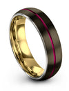 Wedding Ring for Womans Plain Gunmetal Fucshia Tungsten