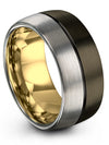 Wedding Bands Sets for His and Her Gunmetal and Black 10mm Tungsten Ring - Charming Jewelers