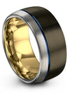 Gunmetal Wedding Ring 10mm Tungsten Couples Personalized Bands Gunmetal Promise - Charming Jewelers