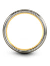 10mm 18K Yellow Gold Line Wedding Tungsten Band for Husband and Fiance - Charming Jewelers