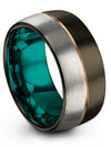 Mens Promise Ring Set Guy Wedding Ring Gunmetal Tungsten Gunmetal Band - Charming Jewelers