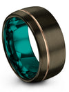 Fiance and Her Wedding Band Gunmetal Man Wedding Rings Tungsten Gunmetal Rings - Charming Jewelers