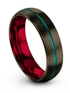 Wedding Band for Men Tungsten Guy Ring Gunmetal and Teal Modern Ring Womans - Charming Jewelers