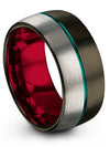 65th Wedding Anniversary Gunmetal Teal Tungsten Bands Engraved Promise Rings - Charming Jewelers