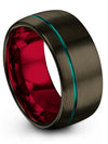 65th Wedding Anniversary Gunmetal Teal Tungsten Bands Engraved Promise Rings - Charming Jewelers