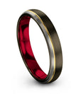 Wedding Sets Fiance and Husband Tungsten Rings for Mens Gunmetal and 18K Yellow - Charming Jewelers