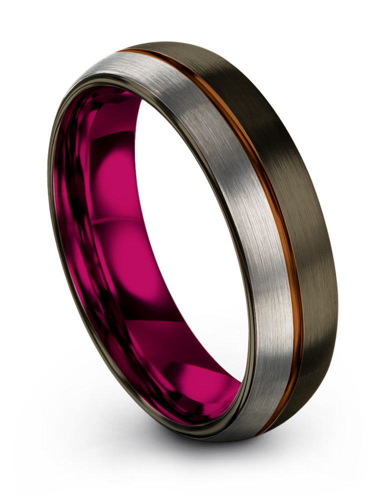 Minimalist Wedding Ring Tungsten Gunmetal Ring for Female
