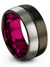 Wedding Rings His and Boyfriend Male Tungsten Wedding Bands Gunmetal Promise - Charming Jewelers