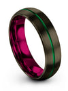 Modern Wedding Rings for Mens Gunmetal Wedding Band Tungsten 6mm Green Line - Charming Jewelers