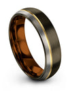 Wedding Bands for Him and Wife Sets Matching Tungsten Rings Gunmetal 18K Yellow - Charming Jewelers