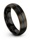 Mens 6mm Blue Line Tungsten Ring 6mm Mens Ladies Promise Bands Custom Engrave - Charming Jewelers