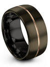 Gunmetal 18K Rose Gold Wedding Rings Gunmetal Tungsten Ring Woman&#39;s Him Day - Charming Jewelers