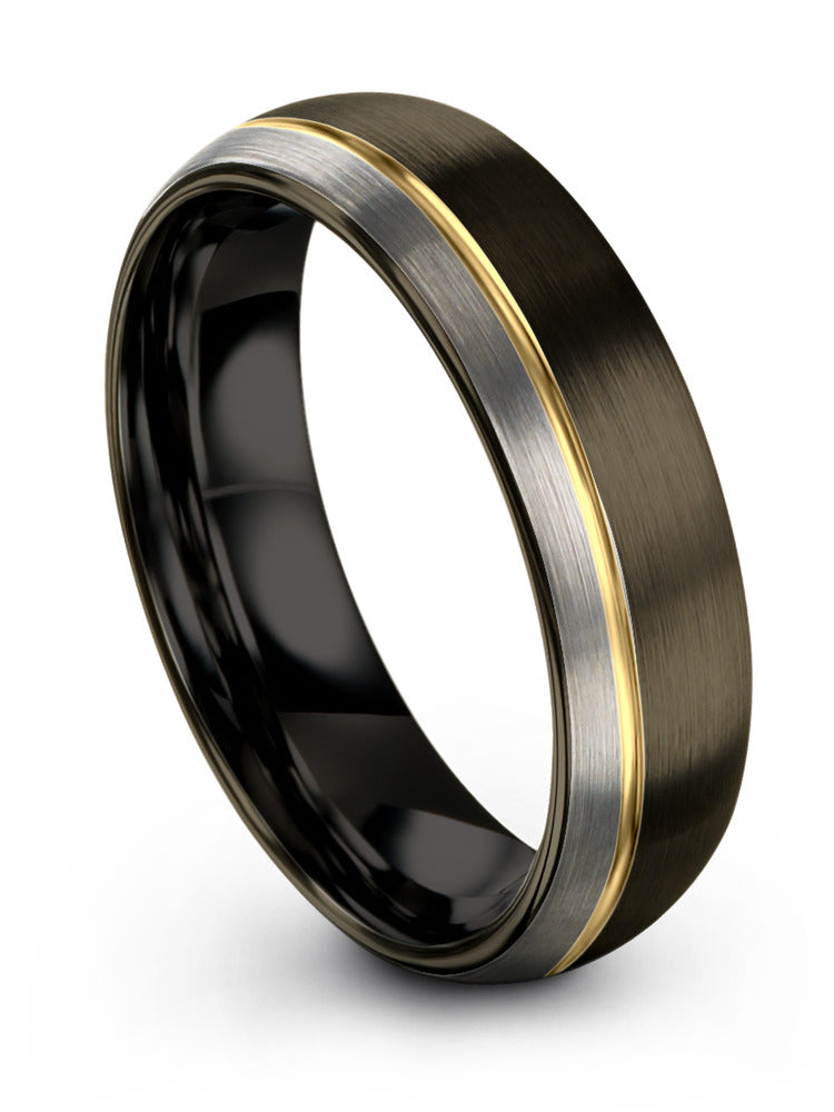 Men's Wedding Gunmetal Rings Tungsten Carbide Bands Brushed