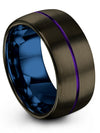 10mm Purple Line Man Wedding Rings Tungsten Gunmetal Bands Sets for Guy 25th - - Charming Jewelers