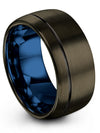 Guy Wedding Bands Gunmetal and Black 10mm Black Line Tungsten Ring for Lady - Charming Jewelers